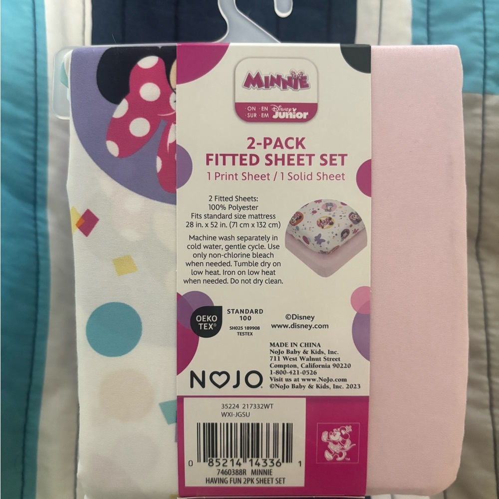 Disney Minnie Mouse Pink and White Fitted Sheet Set